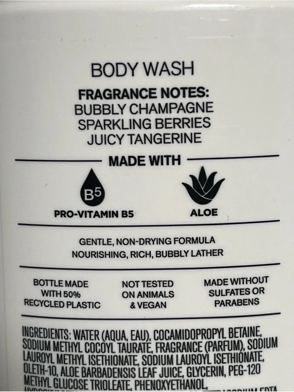 Champagne Body Wash in Soft Pink and Gold Holographic Label